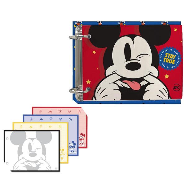 Imagem de Mini Caderno Argolado Mickey 80 folhas decoradas coloridas bloco de anotações