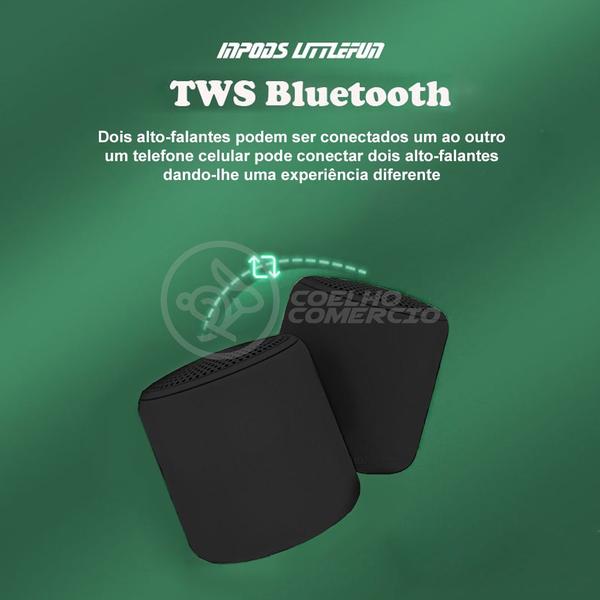 Imagem de Mini Caixa De Som Inpods Wireless Speaker Potente Little Fun Tws Portátil Bluetooth V5 Preto