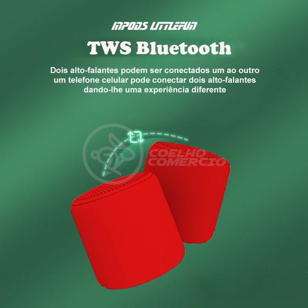 Imagem de Mini Caixa De Som Inpods Wireless Speaker Potente Little Fun Tws Portátil Bluetooth V5 Vermelho