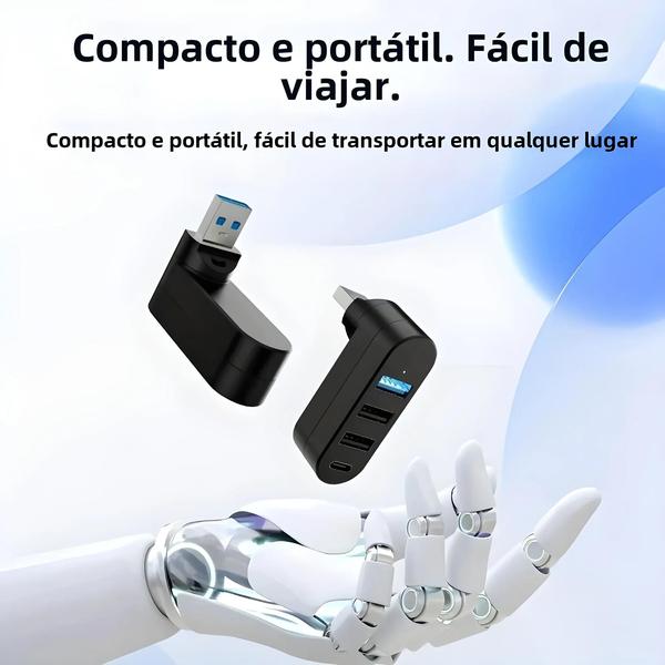 Imagem de Mini Caixa Divisora Rotativa De 4 Portas USB 3.0 Hub Para Computador Laptop MacBook PC Acessórios