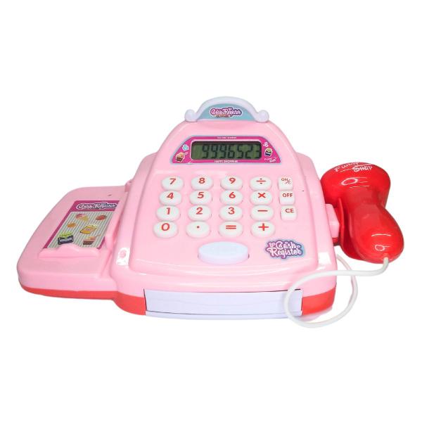 Imagem de Mini Caixa Registradora De Brinquedo Infantil Menina Com Calculadora Som E Luz Rosa