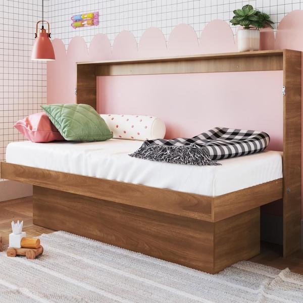 Imagem de Mini Cama Articulável Horizontal Solteiro Com Mesa De Estudo 70 Young Nogal