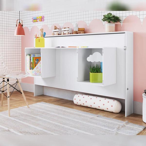 Imagem de Mini Cama Articulável Horizontal Solteiro com Mesa de Estudo Young Branco