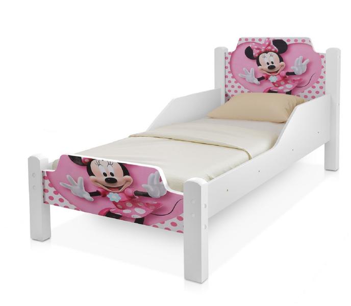 Imagem de Mini cama branca com adesivo da Minnie proteção lateral com colchão