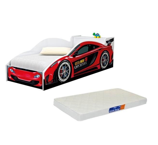 Imagem de Mini Cama Carro Infantil Vermelho C/ Baú e Colchão