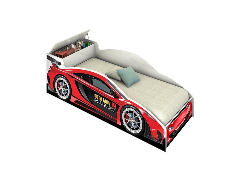 Imagem de Mini Cama Carro Infantil Vermelho C/ Baú e Colchão