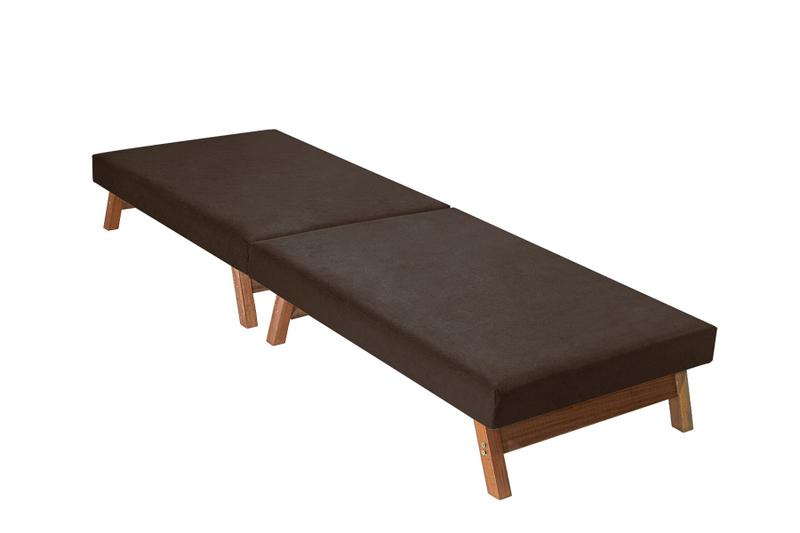 Imagem de Mini cama dobravel portatil maleta 170x60 c/colchão - pés madeira -d26 -marrom