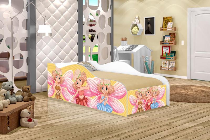 Imagem de Mini Cama Fun Fadinhas Coloridas Infantil Com Colchão