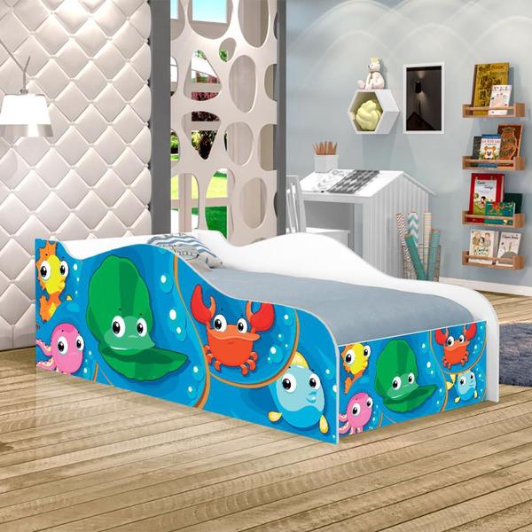 Imagem de Mini Cama Fun Fundo do Mar Peixes Infantil Com Colchão