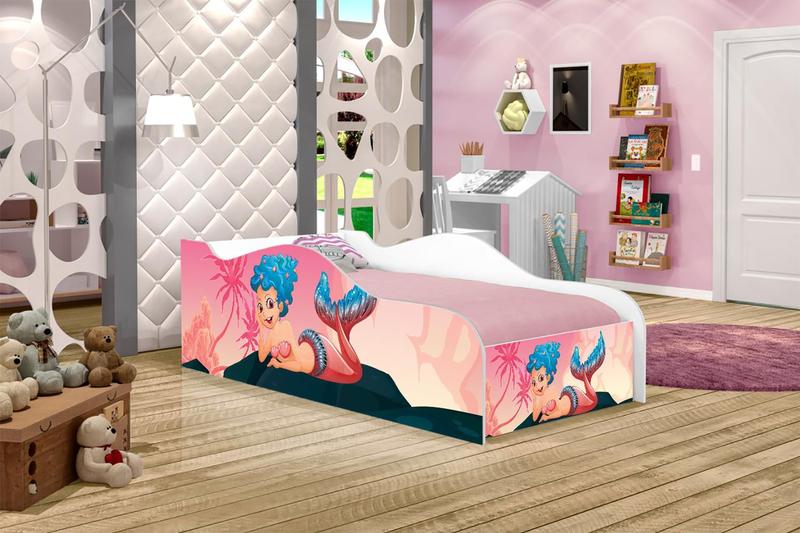 Imagem de Mini Cama Fun Sereia Nas Pedras Infantil Com Colchão