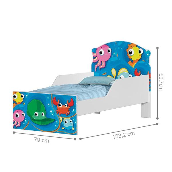 Imagem de Mini Cama Fundo do Mar Peixes Com Colchão