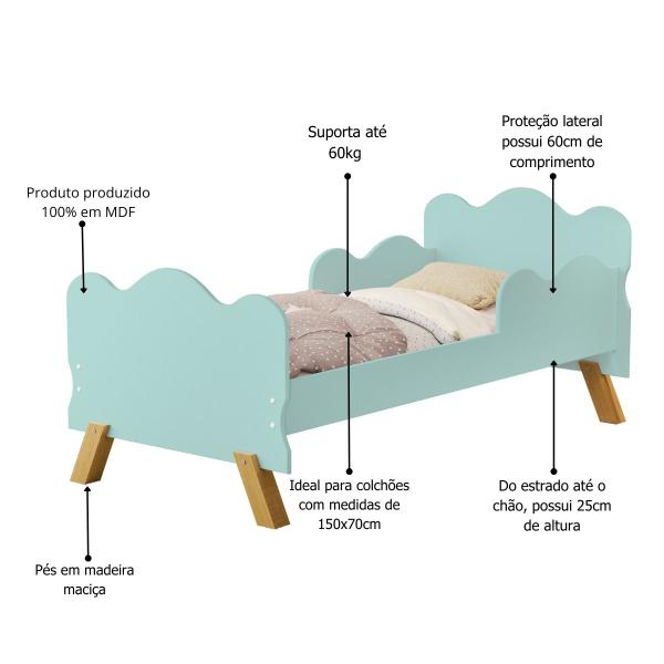 Imagem de Mini Cama Infantil Angel Nuvem Proteção Lateral Com Colchão Incluso