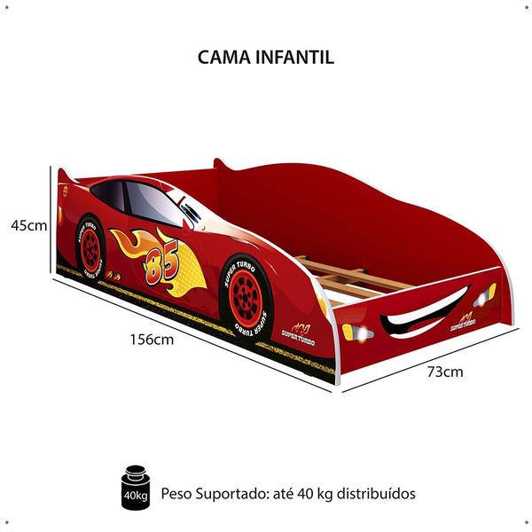 Imagem de Mini Cama Infantil Carro Corrida Turbo 85 MDF Montessoriana Segura Decoração Temática Piloto Quarto Criança Menino - Vermelho - RPM Móveis