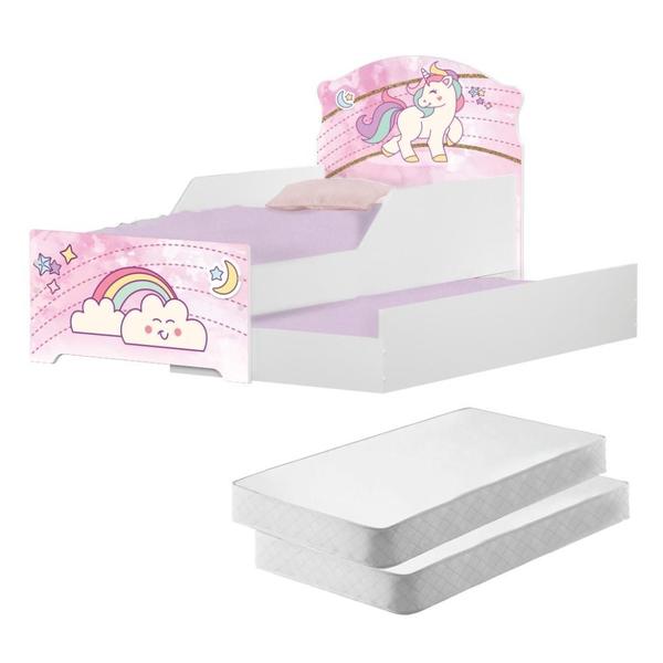 Imagem de Mini Cama Infantil com Auxiliar Pop Unicórnio Com Colchões