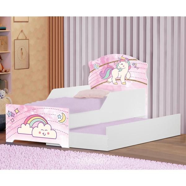 Imagem de Mini Cama Infantil com Auxiliar Pop Unicórnio Com Colchões