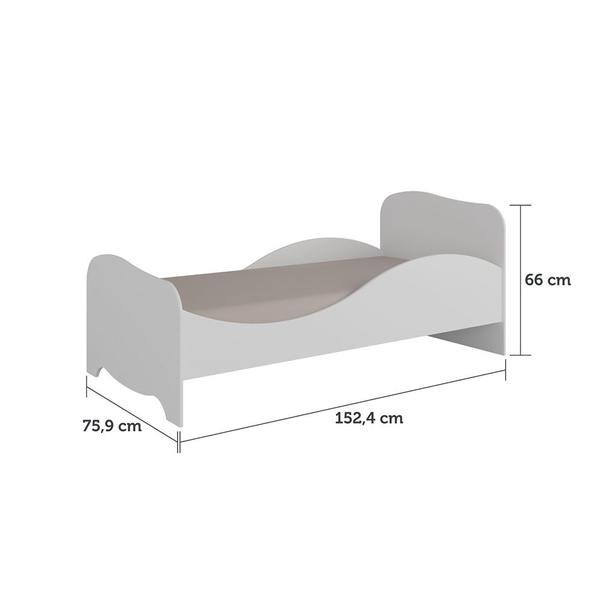 Mini Cama Infantil com Proteção Lateral 100% MDF Uli Móveis Peroba Branco Brilho - MOVEIS PEROBA Imagem de Mini Cama Infantil com Proteção Lateral 100% MDF Uli Móveis Peroba Branco Brilho