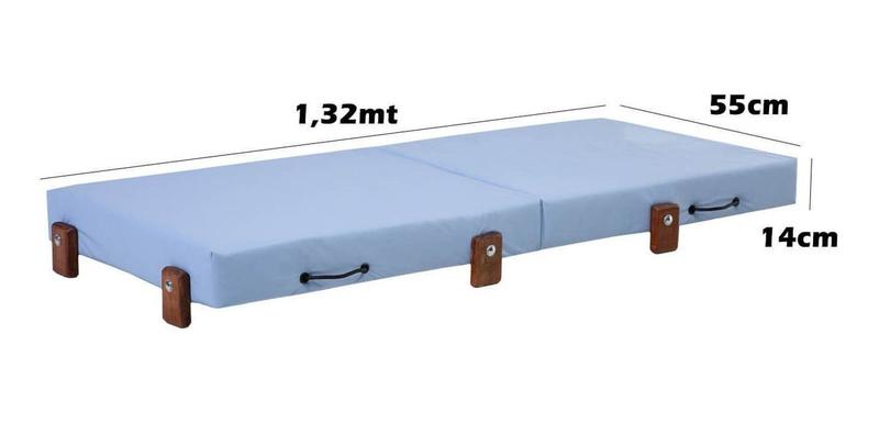 Mini Cama Infantil, Dobrável, para Creche, Escolinha 0,55x1,32x14cm Altura Cor Azul - Kenko Premium Imagem de Mini Cama Infantil, Dobrável, para Creche, Escolinha 0,55x1,32x14cm Altura Cor Azul