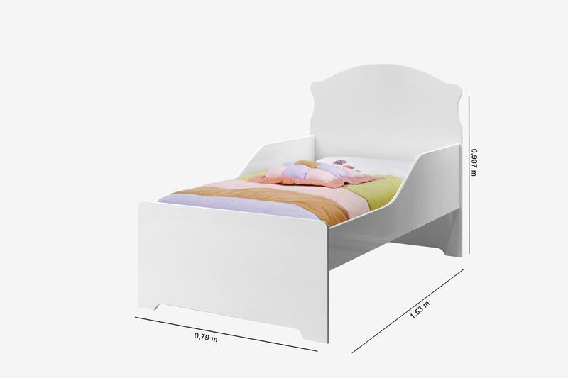 Imagem de mini cama infantil livia branca moderna com proteção lateral ja com colchão