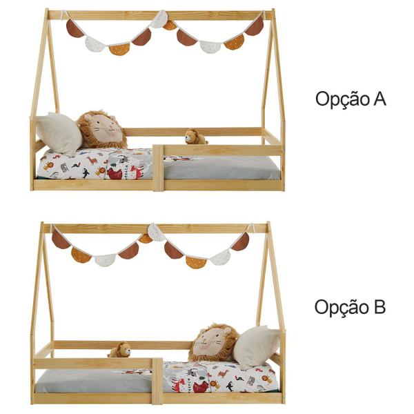 Imagem de Mini Cama Infantil Montessoriana Casinha de madeira com estrado Wilma Natural