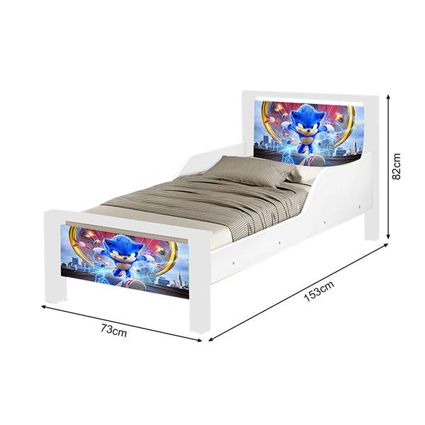 Imagem de Mini Cama Infantil Sonic Adesivada com Colchão