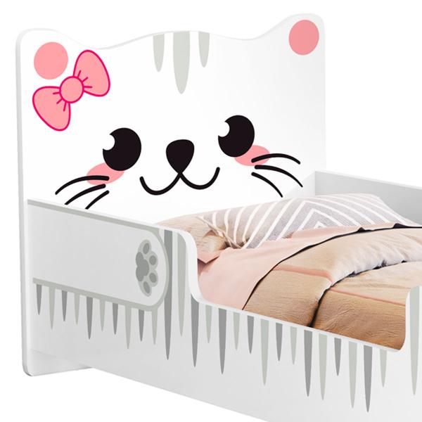 Imagem de Mini Cama Juvenil Gatinha Montessoriana Com Colchão Branca Rosa Menina Princesas Quarto Infantil Criança