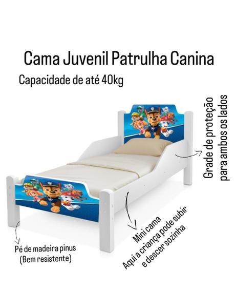 Imagem de Mini Cama Patrulha Canina P/ Meninas e Meninos C/ Proteção Lateral