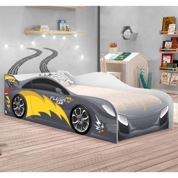 Mini Cama Run Car Cinza com Colchão - Mais de Casa Imagem de Mini Cama Run Car Cinza com Colchão