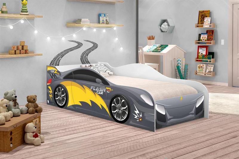 Mini Cama Run Car Cinza com Colchão - Mais de Casa Imagem de Mini Cama Run Car Cinza com Colchão