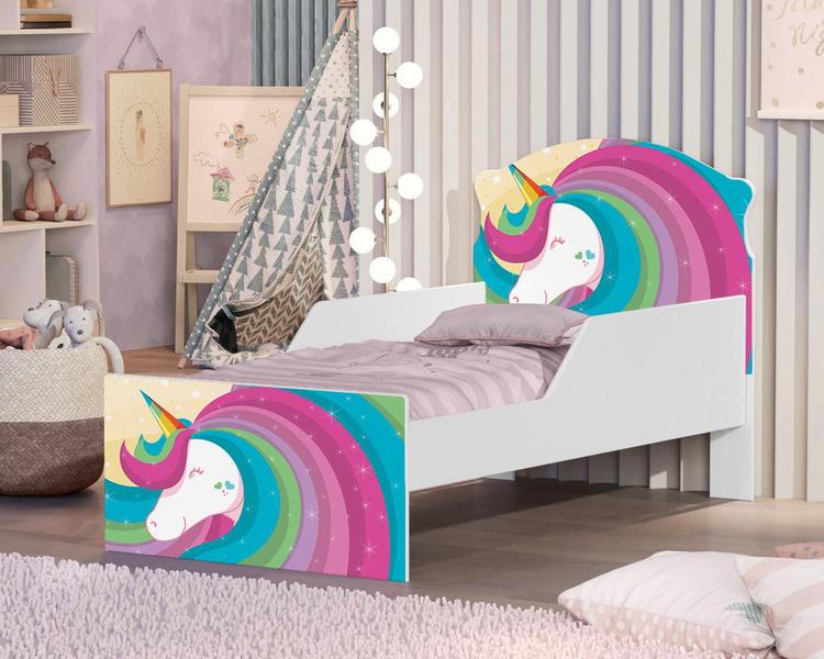 Imagem de Mini Cama Unicórnio Arco Íris Com Colchão