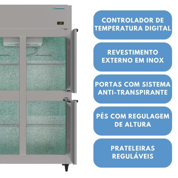 Imagem de Mini Câmara Comercial 4 Portas Refrigerador Inox Kofisa 765 Litros KMCP75 Frost Free