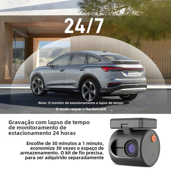 Imagem de Mini Câmera Dashcam 2K Kawa Mini 3 - Controle por Voz, Visão Noturna e Wi-Fi