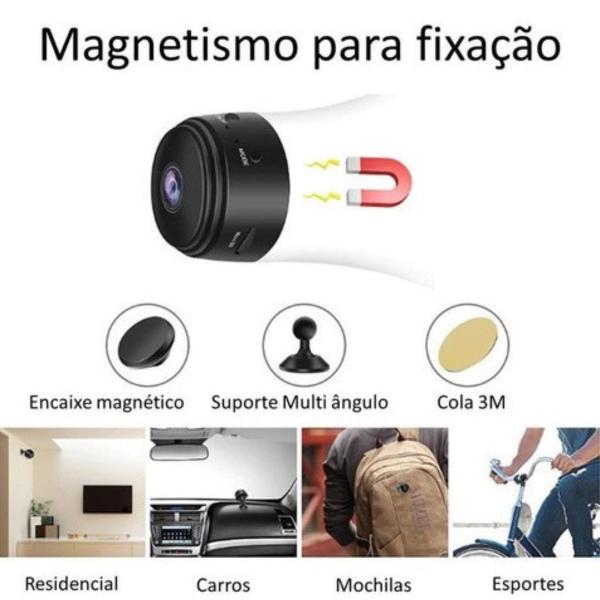 Imagem de Mini Camêra Discreta Espiã A9 Visão Noturna Com Gravador De Voz Magnética Segurança 24 Horas