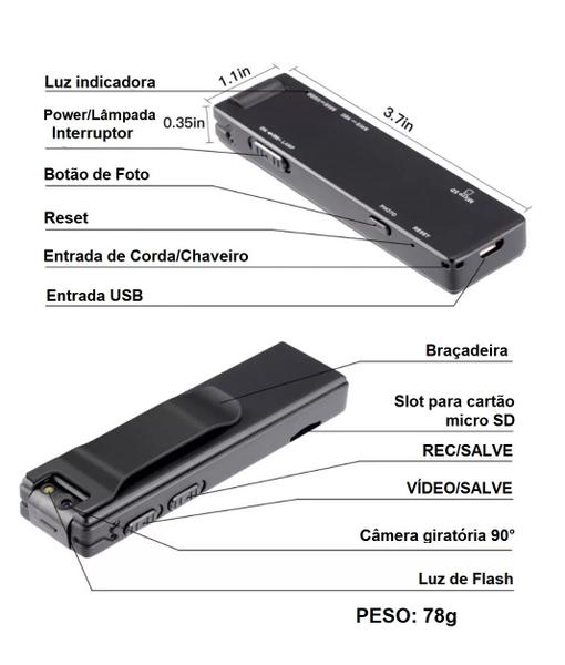 Imagem de Mini Câmera Hd 1080p Sensor De Movimento Usb A3