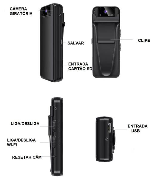 Imagem de Mini Câmera IP Segurança Espiã Magnética WiFi c/ Bateria A8 32Gb