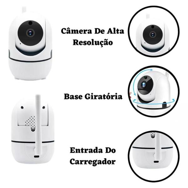 Imagem de Mini Camera Ip Wifi Hd Segurança Baba Eletrônica Com Cor Branco