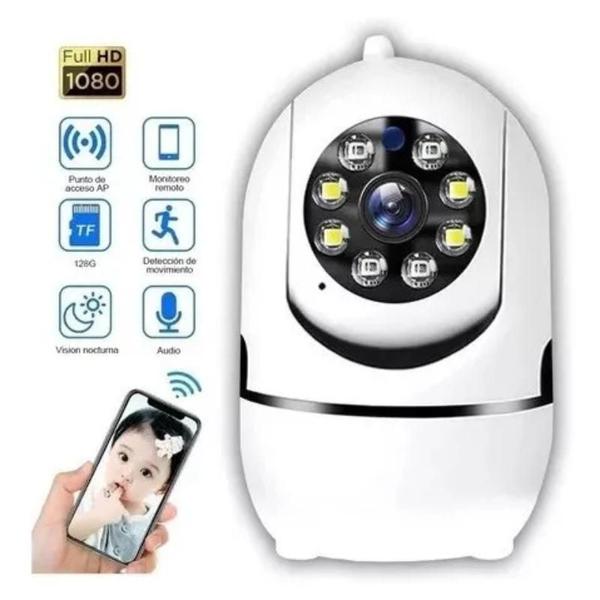 Imagem de Mini Camera Ip Wifi Hd Sensor Movimento Automatico Cor Branco