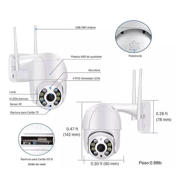 Imagem de Mini Câmera Smart Speed Dome 360 Wifi Segurança IP66 Full Compacta ANDROID IOS 8501S