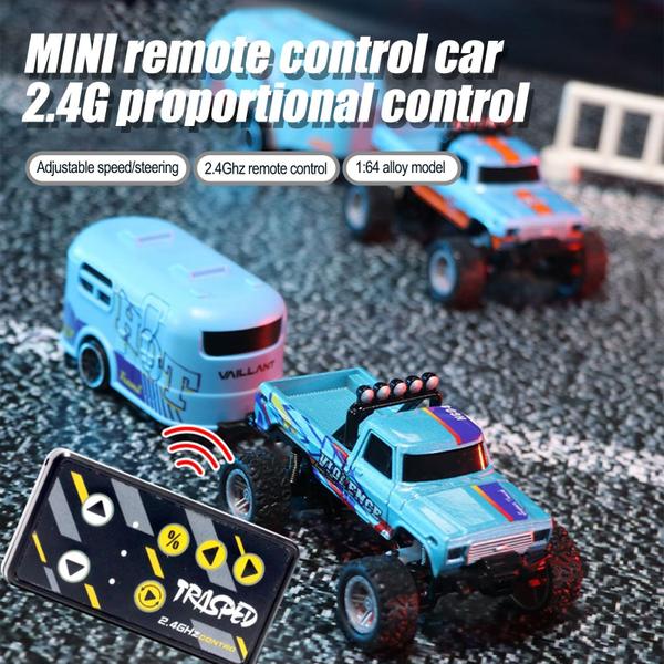 Imagem de Mini caminhão cibernético RC Monster Truck com reboque em escala 1:64