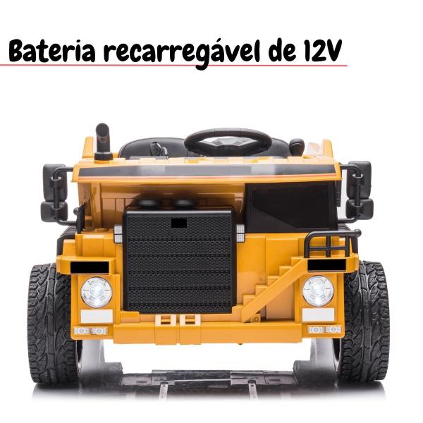 Imagem de Mini Caminhão Elétrico 12V Infantil Caçamba Carreta Basculante Controle Amarelo Importway Bw275am