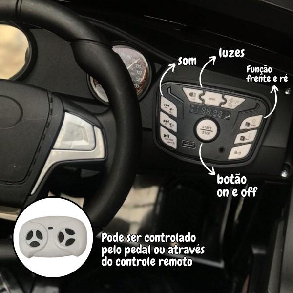 Imagem de Mini Caminhonete Picape 6 Rodas Carro Elétrico Infantil Bateria 12V Branca Importway Bw-239br