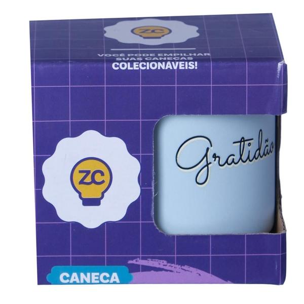 Imagem de Mini Caneca Gratidão Azul Café Expresso Empilhável Cerâmica 100ML