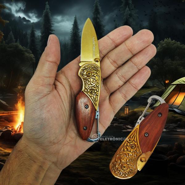 Mini Canivete Tático Militar Automático Saque Rápido Ideal Camping Caça SLKD82 - Luatek Imagem de Mini Canivete Tático Militar Automático Saque Rápido Ideal Camping Caça SLKD82