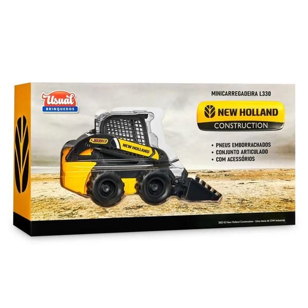 Imagem de Mini Carregadeira Articulada New Holland Com Acessórios Escala 1:26 Usual Brinquedos