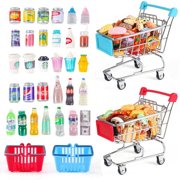 Imagem de Mini carrinho de compras HSJH 134 unidades com Food & Drink Doll House