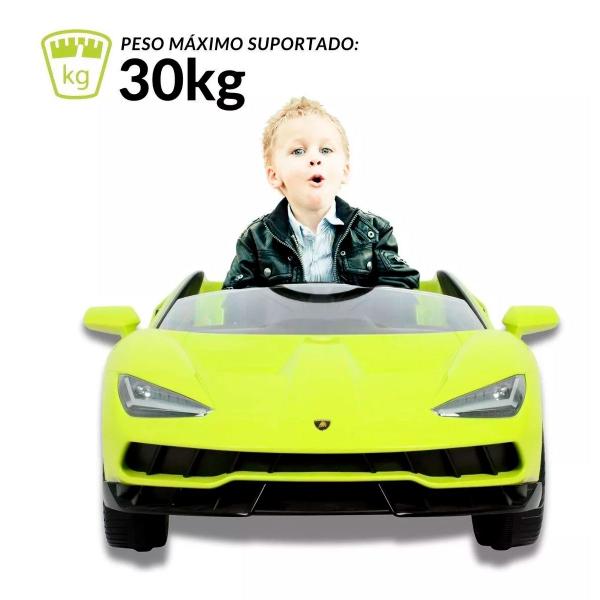 Imagem de Mini Carrinho Elétrico Centenário 12v Verde USB MP3 Luz Som Controle Remoto Suporta 30kg