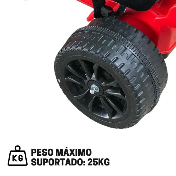 Imagem de Mini Carrinho Elétrico Estilo Kart Preto/Vermelho Com Som Luz E Cinto de Segurança 6v - Até 25kg