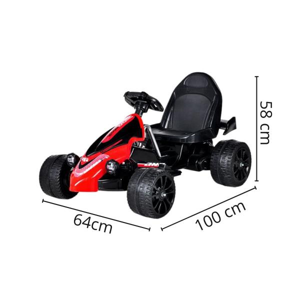 Imagem de Mini Carrinho Elétrico Estilo Kart Preto/Vermelho Com Som Luz E Cinto de Segurança 6v - Até 25kg