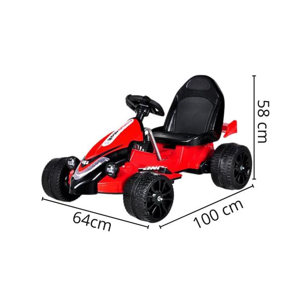 Imagem de Mini Carrinho Estilo Kart Vermelho Elétrico Com Som Luz E Cinto de Segurança Até 25kg - 6v