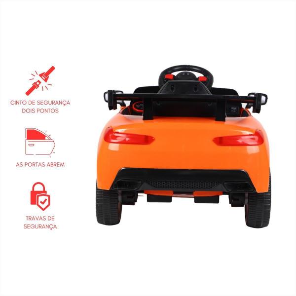 Imagem de Mini Carro Elétrico Criança Laranja 12V Luz Led Marcha Ré