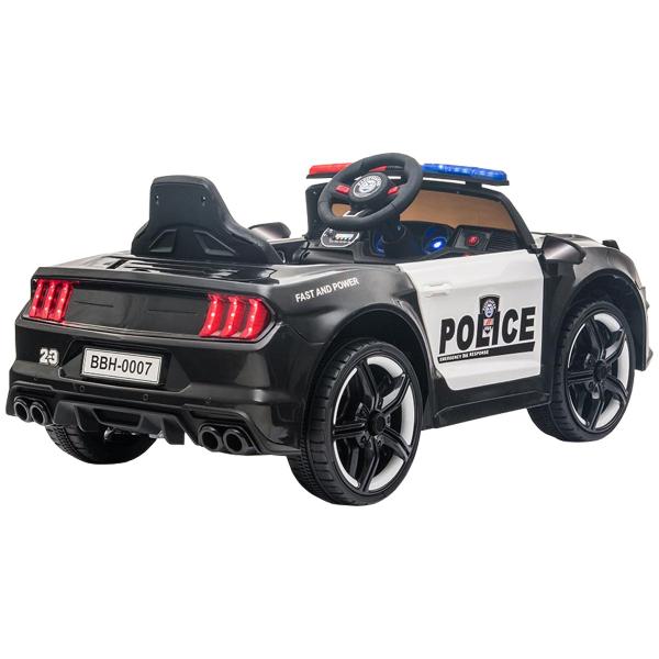 Imagem de Mini Carro Elétrico Infantil 12V Policia Luz Som Bateria Controle Remoto Preto Brinqway Bw237pt